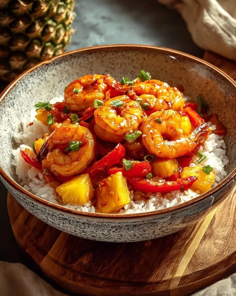 Delicious Copycat Chili Crisp Shrimp Bowl garnished with spicy herbs.