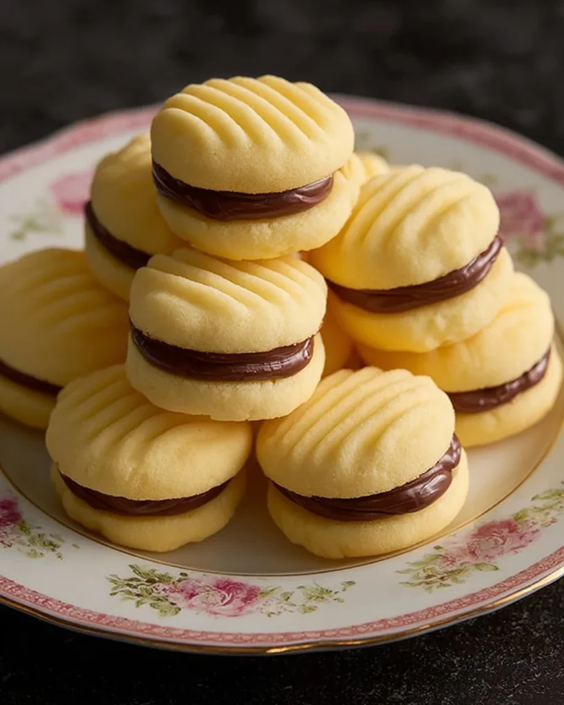 Delicious cornstarch and condensed milk cookies on a plate