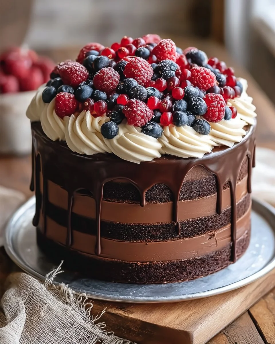 Delicious homemade Costco tuxedo cake with chocolate and vanilla layers