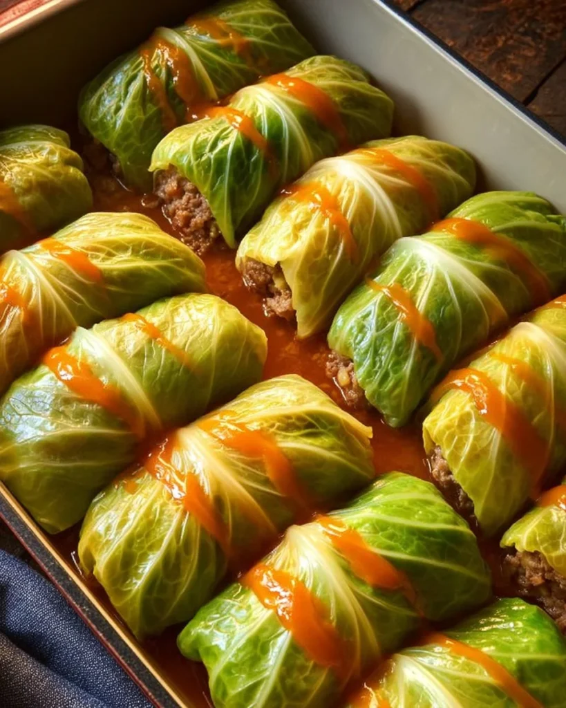 Delicious country cabbage rolls served on a rustic plate