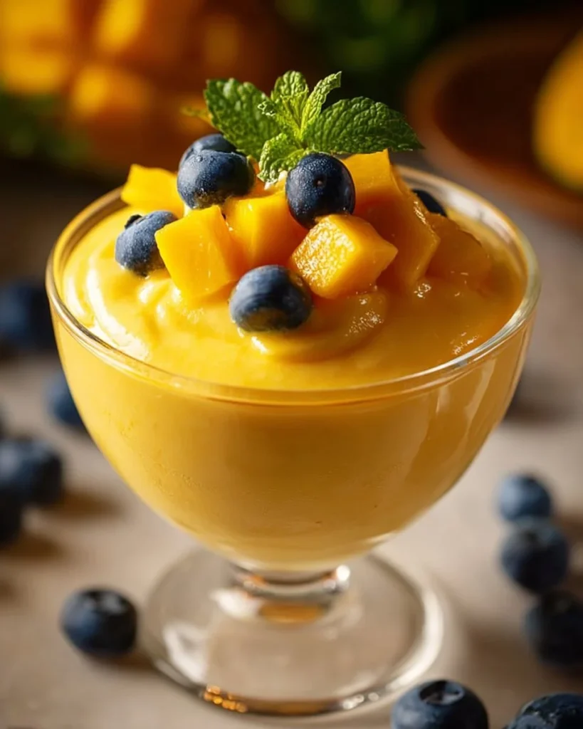 Delicious and creamy mango mousse dessert without gelatin