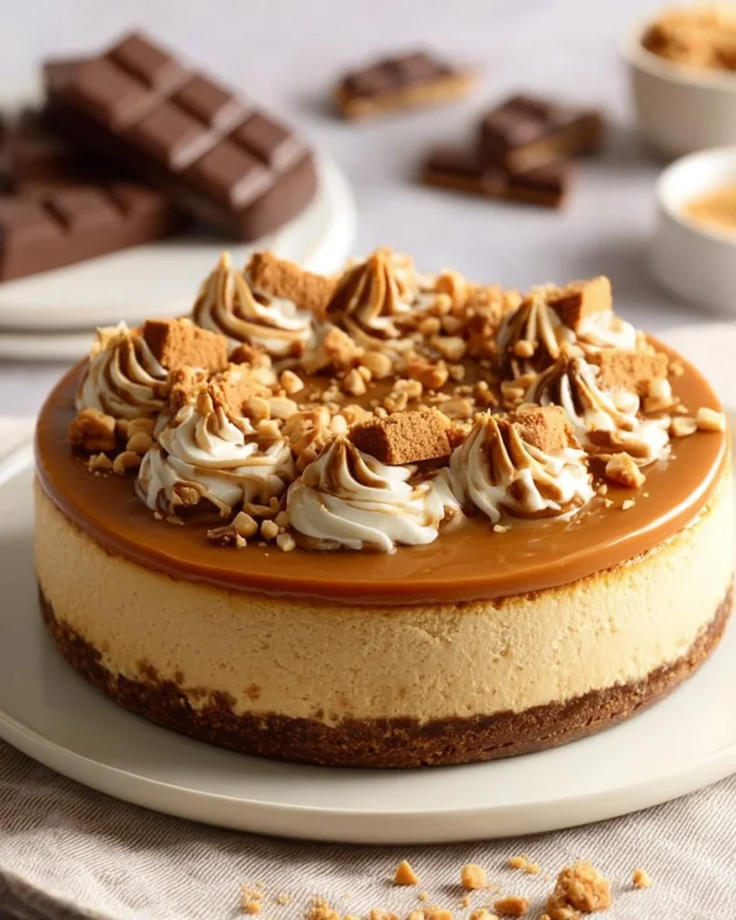Creamy peanut butter cheesecake slice topped with chocolate drizzle