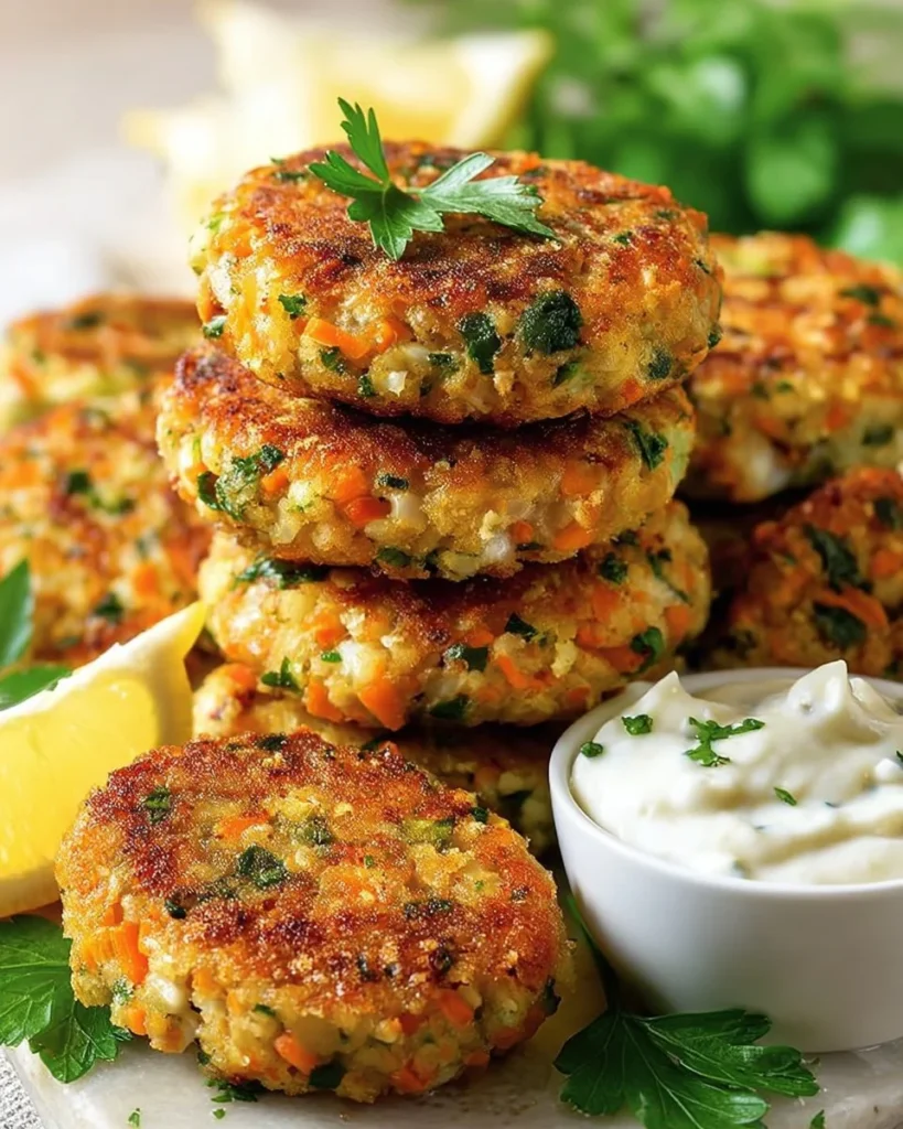Delicious crispy carrot and chickpea patties served on a plate