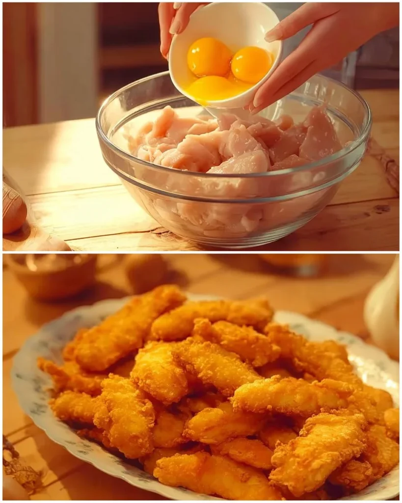 Golden crispy chicken strips served with dipping sauces