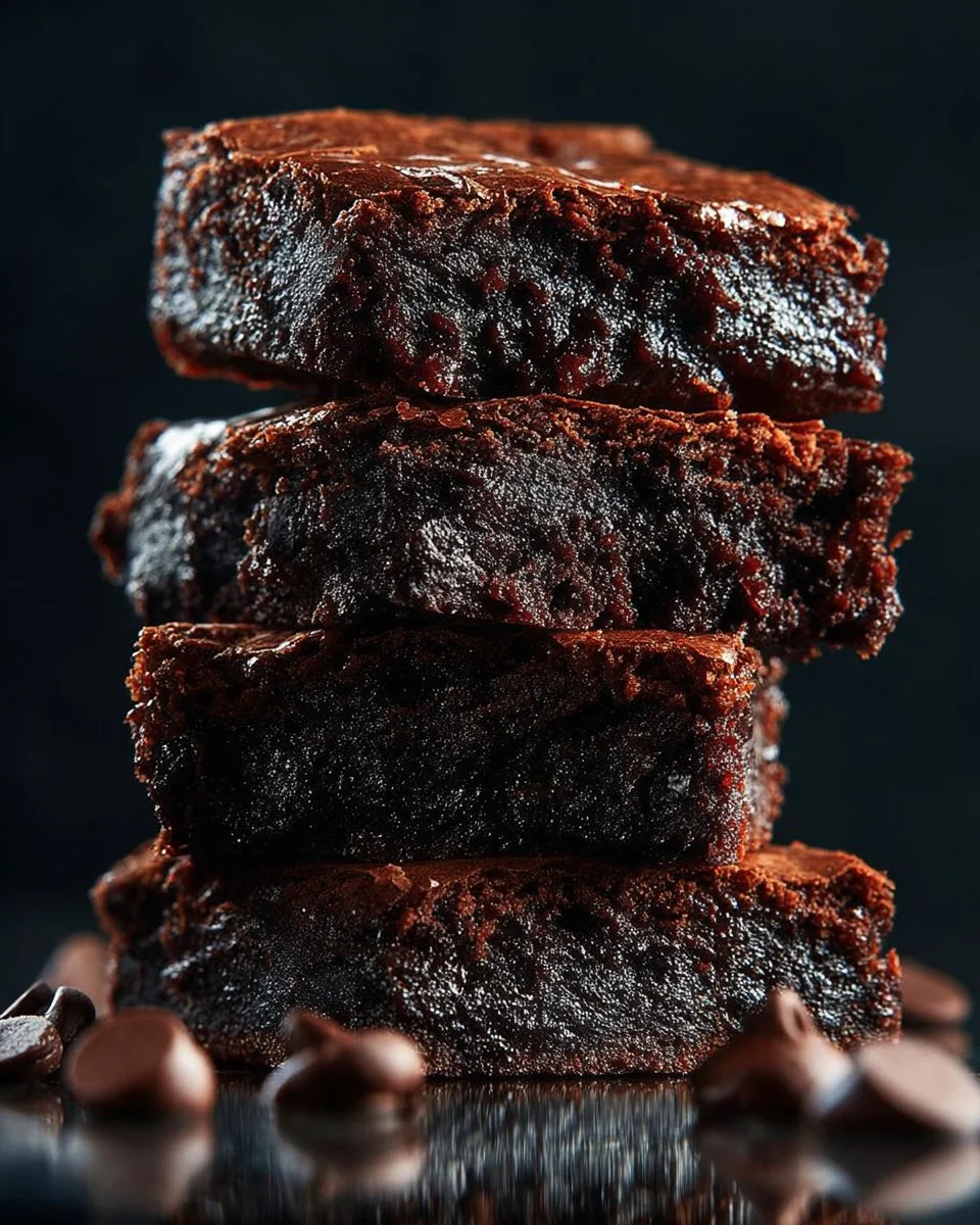 Delicious dark chocolate brownies on a plate, rich and fudgy dessert