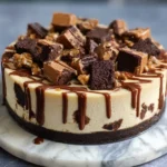 Decadent cheesecake swirled with cookie dough, a delightful dessert.