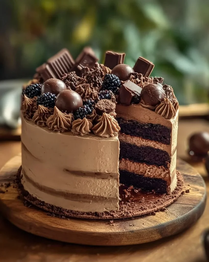 Decadent Chocolate Blackberry Cake with rich chocolate and fresh blackberries