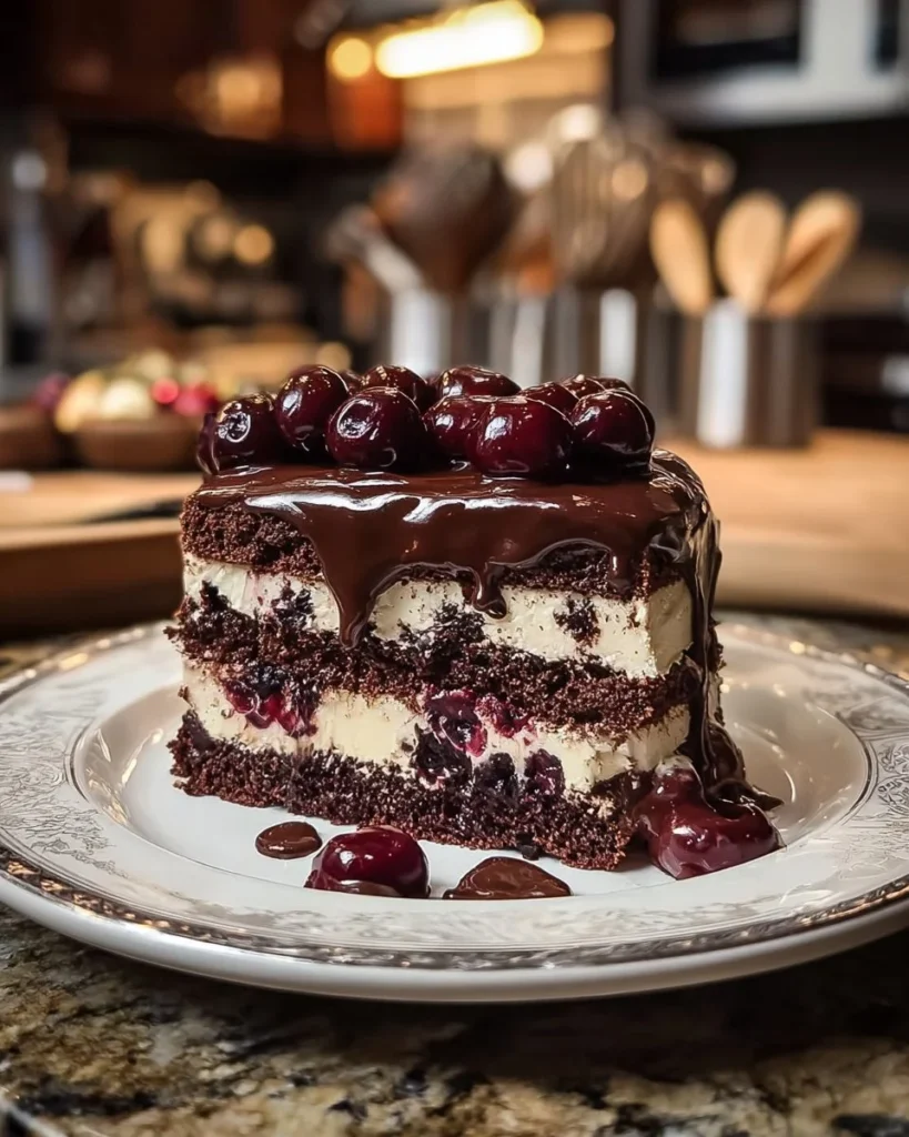 Decadent Chocolate Cherry Dream Cake with rich chocolate and cherry topping