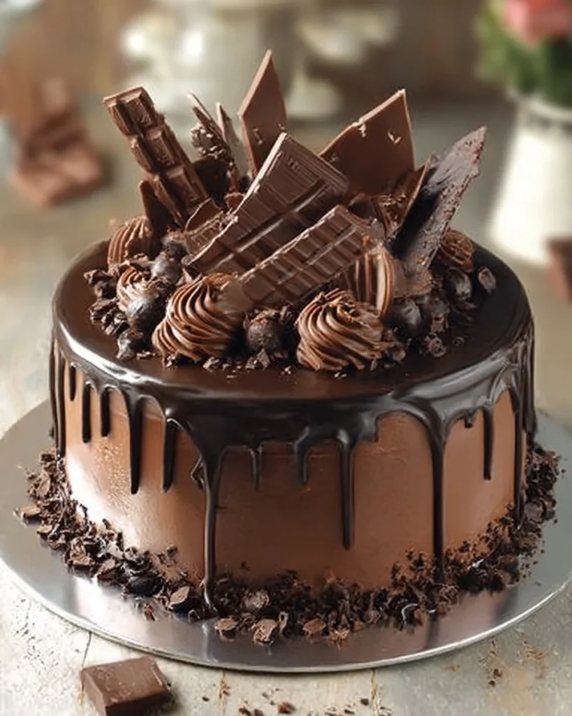 Decadent chocolate overload cake with layers of rich chocolate and frosting