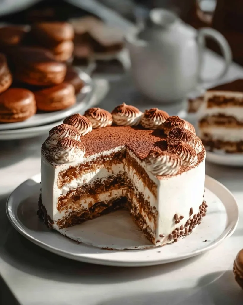 Delicious homemade tiramisu dessert with layers of espresso and mascarpone cream