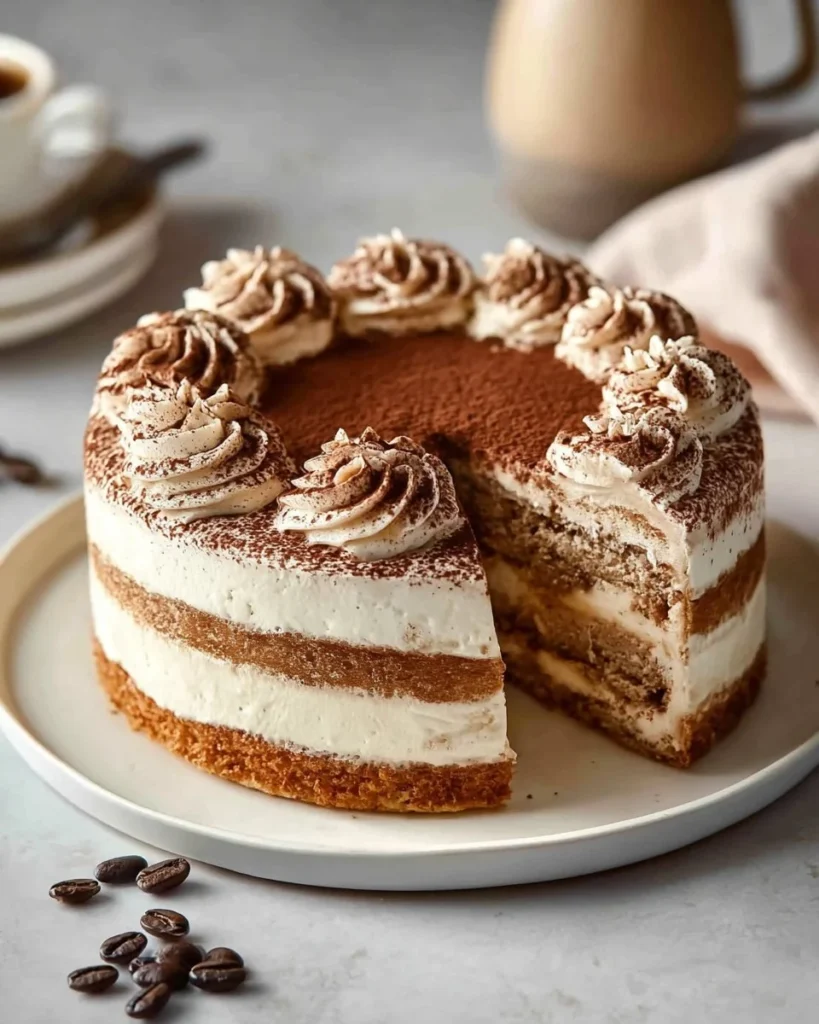 Decadent tiramisu dessert with coffee and mascarpone layers