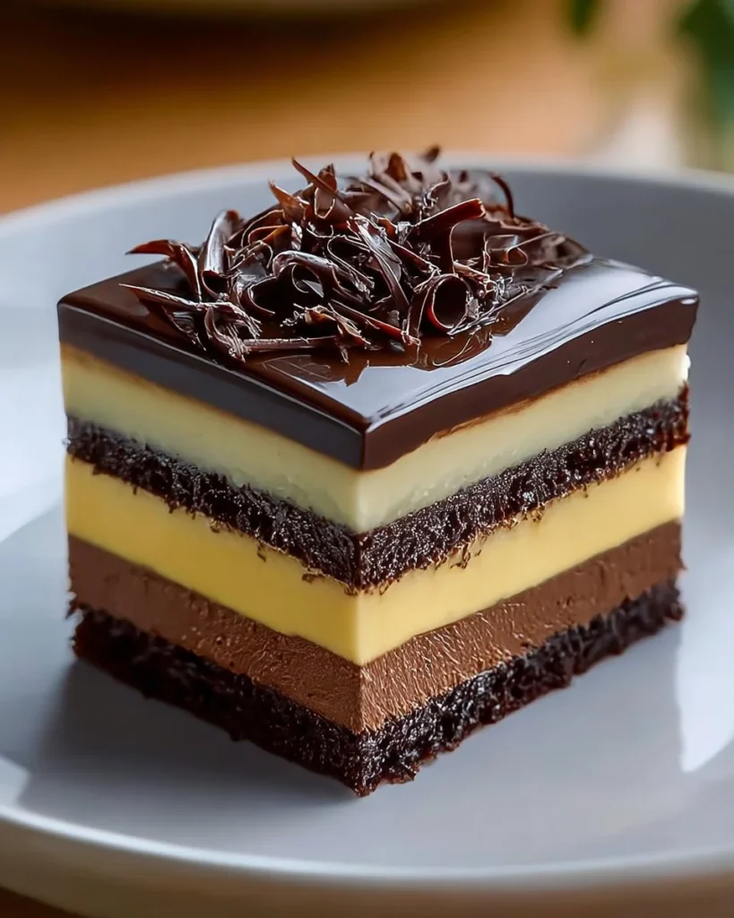 Decadent Tuxedo Cake with layers of chocolate and vanilla frosting