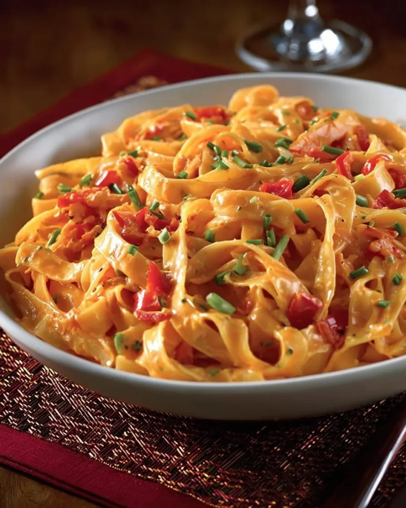 Bowl of deviled egg noodle salad with herbs and spices for a savory dish