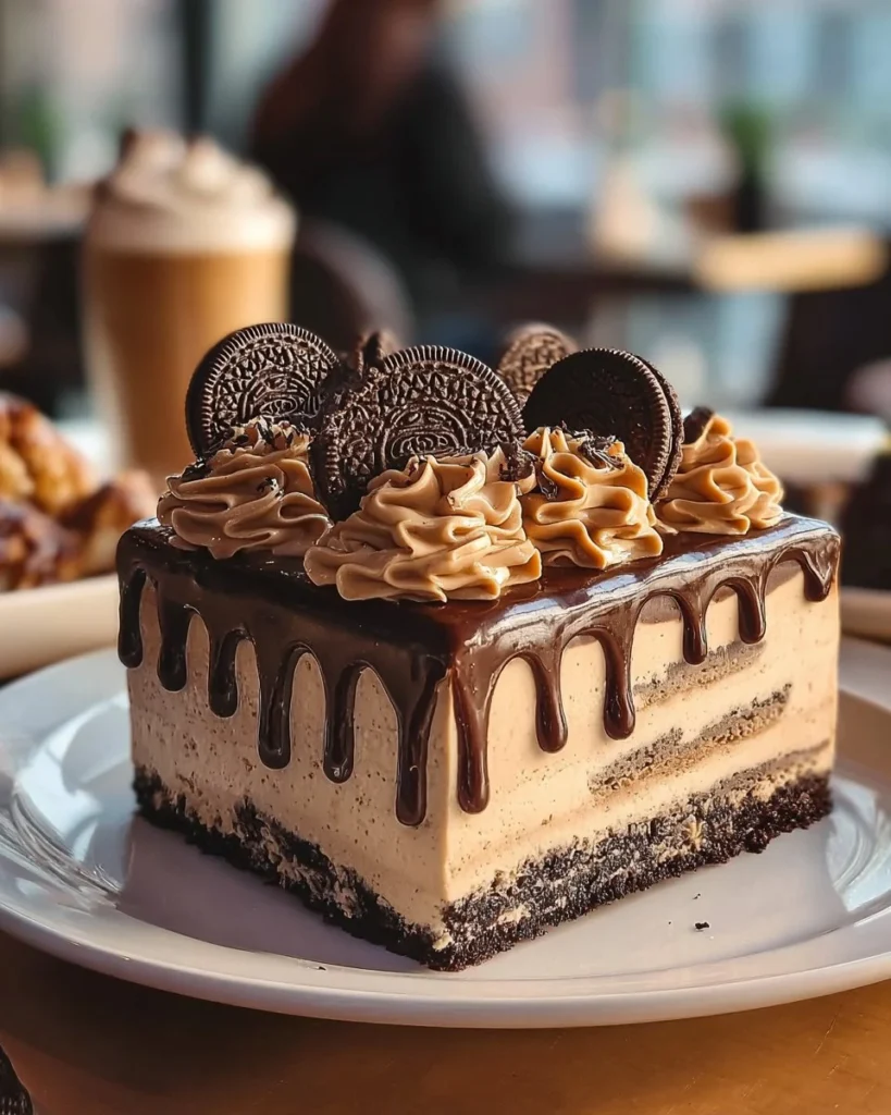Delicious Dream Extreme Oreo Cheesecake topped with crushed Oreos