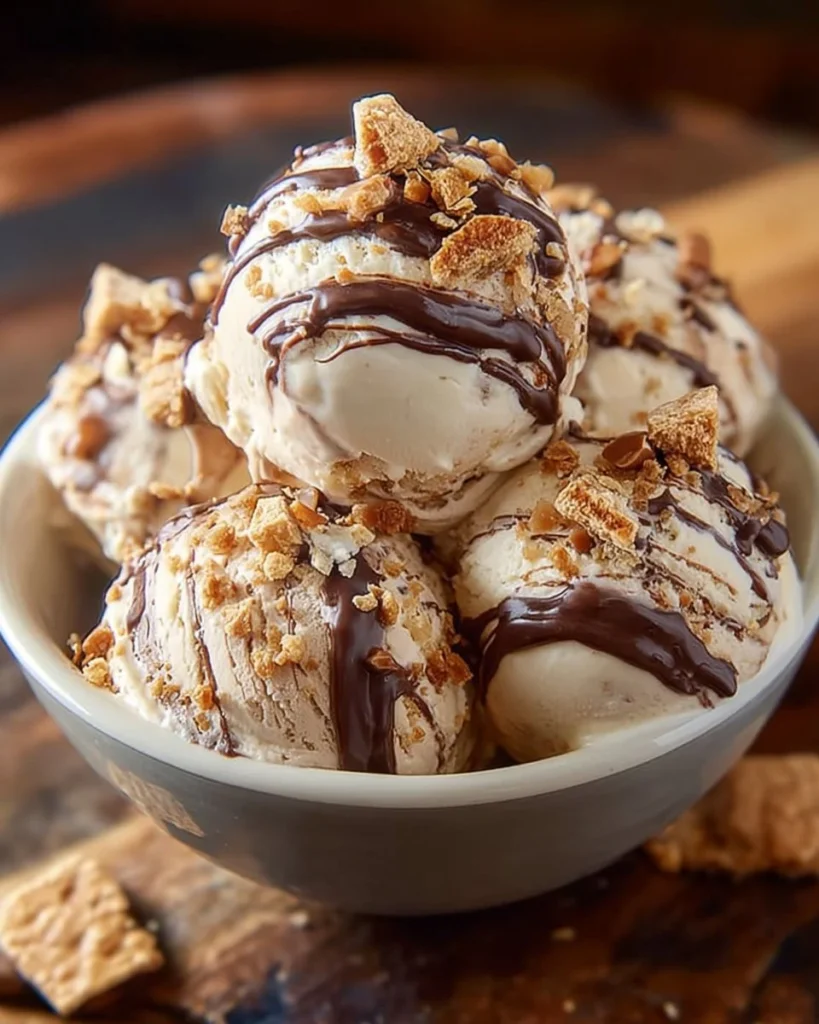 Delicious Dulce de Leche Ice Cream served in a bowl with caramel drizzle.