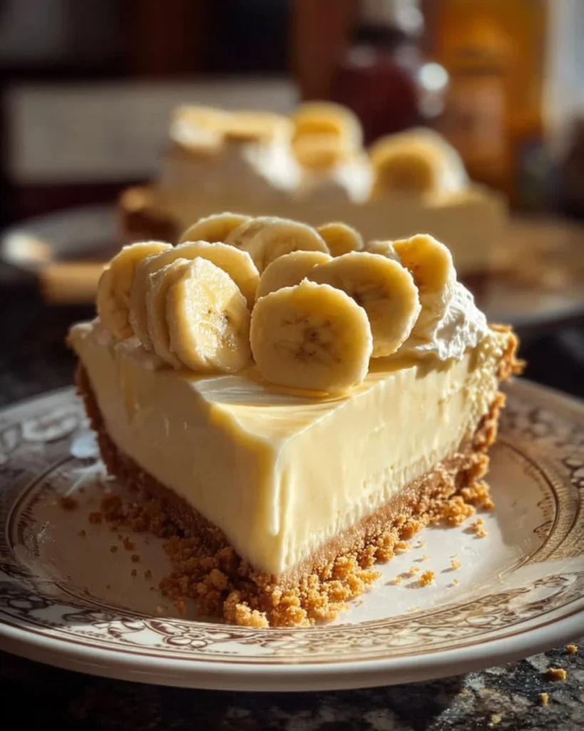 Delicious homemade easy banana cream pie ready to serve