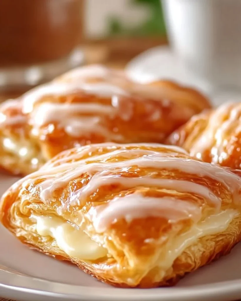 Freshly baked easy breakfast cheese danish with cream cheese filling