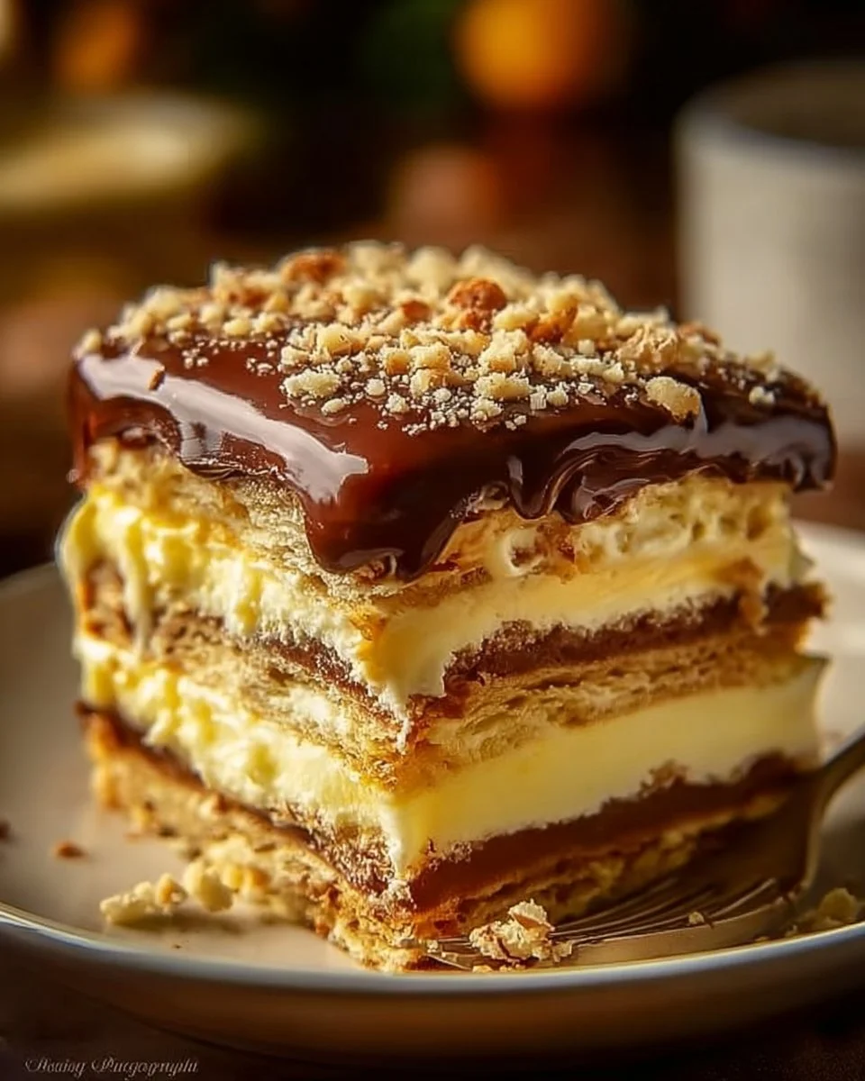 Delicious easy layered biscuit pudding served in a dessert dish