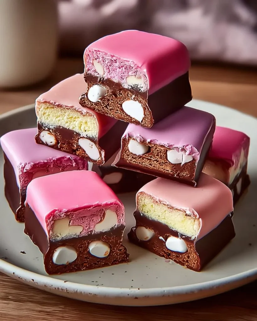A colorful plate of easy no-bake confetti squares dessert.
