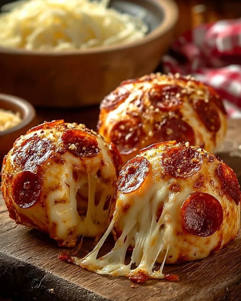 Delicious easy pepperoni pizza bombs filled with cheese and sausage