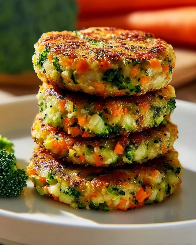Homemade easy veggie patties freshly cooked and served on a plate.