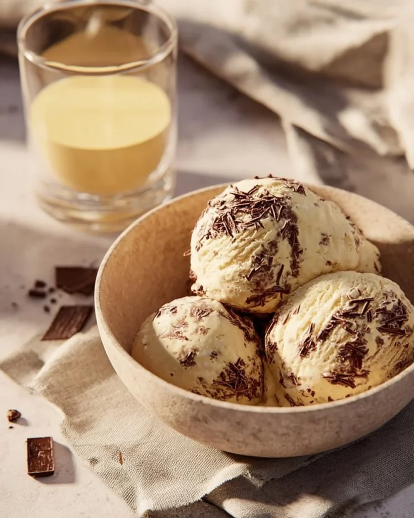 Delicious bowl of homemade Eggnog Ice Cream with festive toppings