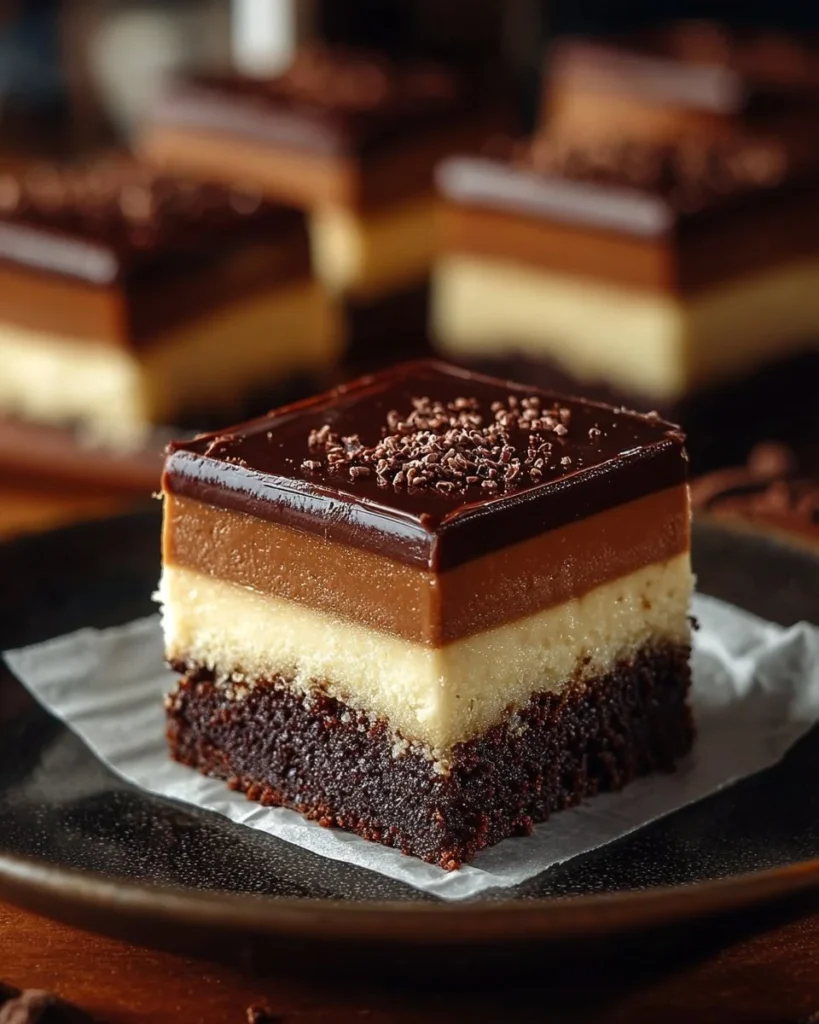 Elegant Boston Cream Dessert Bars topped with chocolate and custard filling