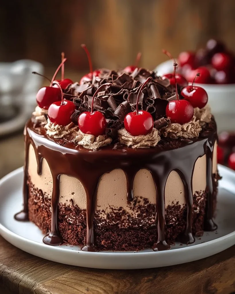 Elegant Chocolate Forest Cake featuring layers of rich chocolate cake and creamy frosting