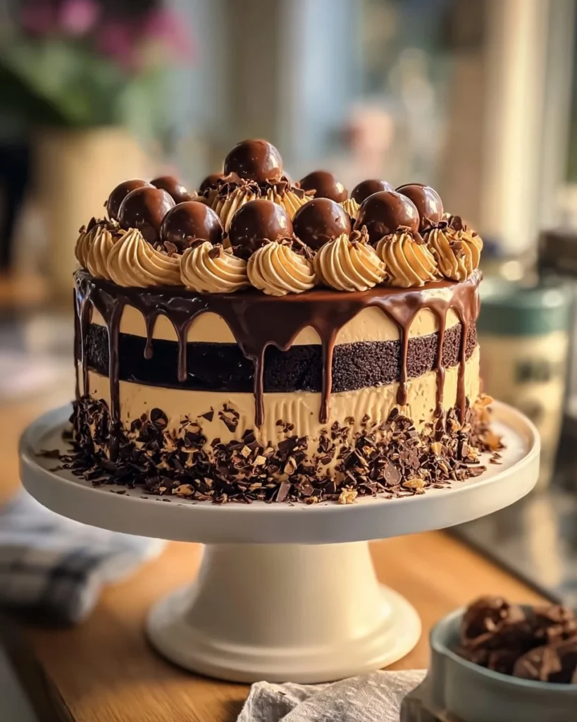 Epic Chocolate Overload Explosion Cake with layers of rich chocolate and toppings.