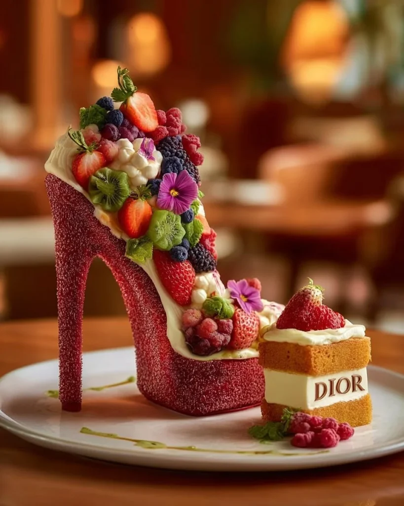 Stylish Fashion Fruit Heel Cake decorated with fresh fruits and vibrant colors