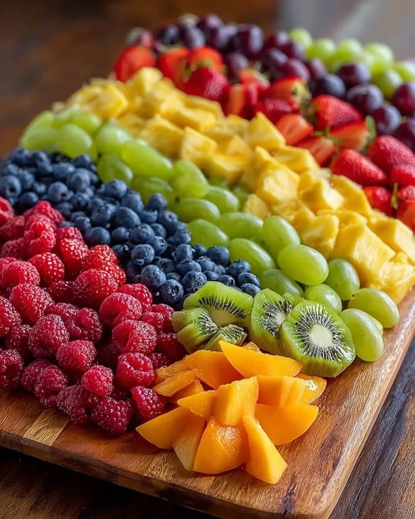 Colorful festive fruit platter garnished for a cheerful celebration