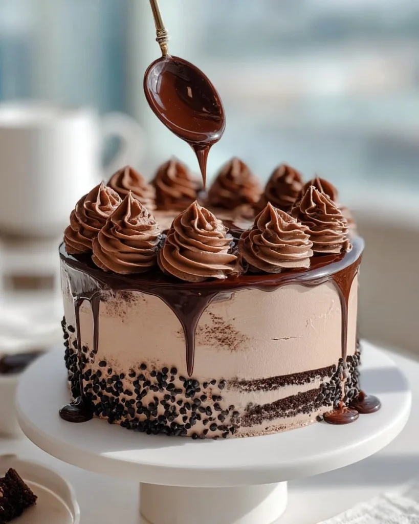 A beautifully decorated Frozen Delight Cake with layers of frosting and fresh fruits