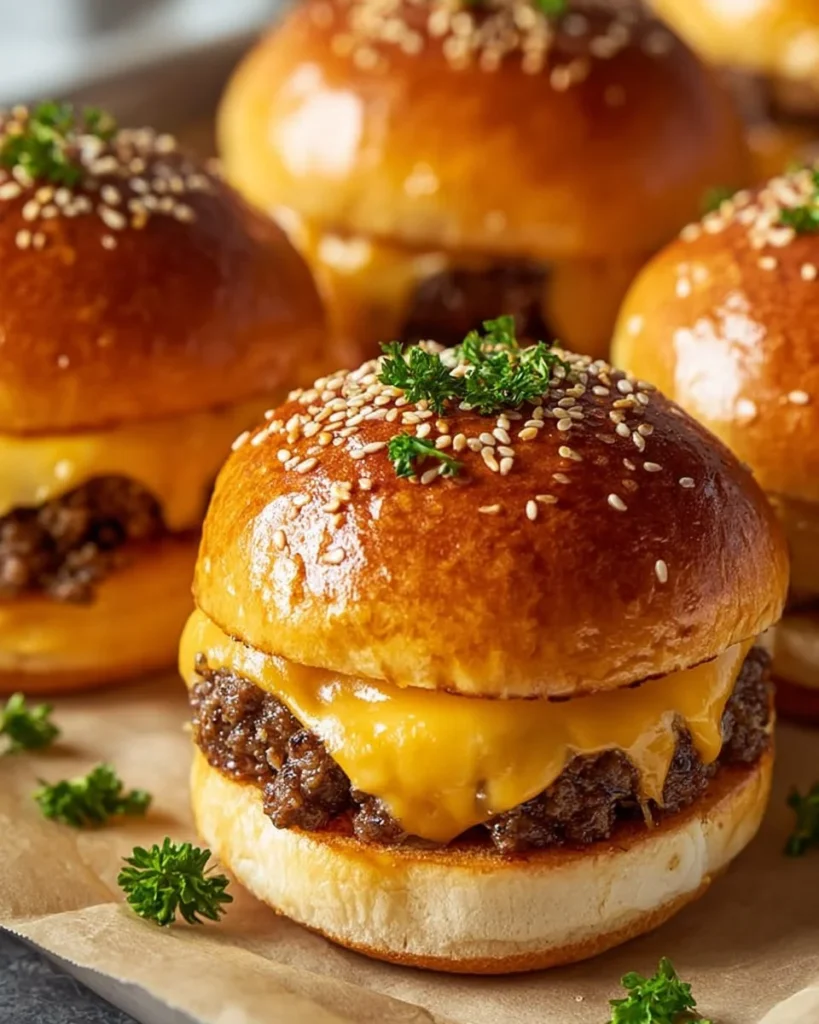 Garlic Parmesan Cheeseburger Bombs served on a plate
