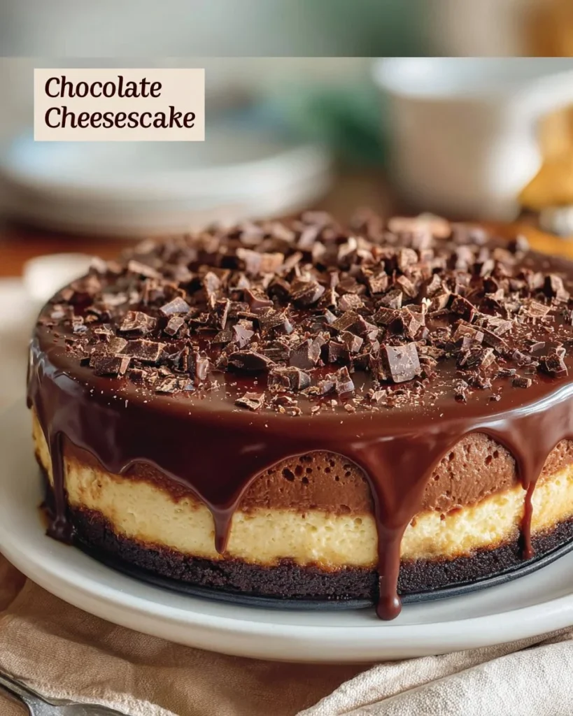 Delicious slice of German Chocolate Cheesecake topped with coconut and pecan frosting