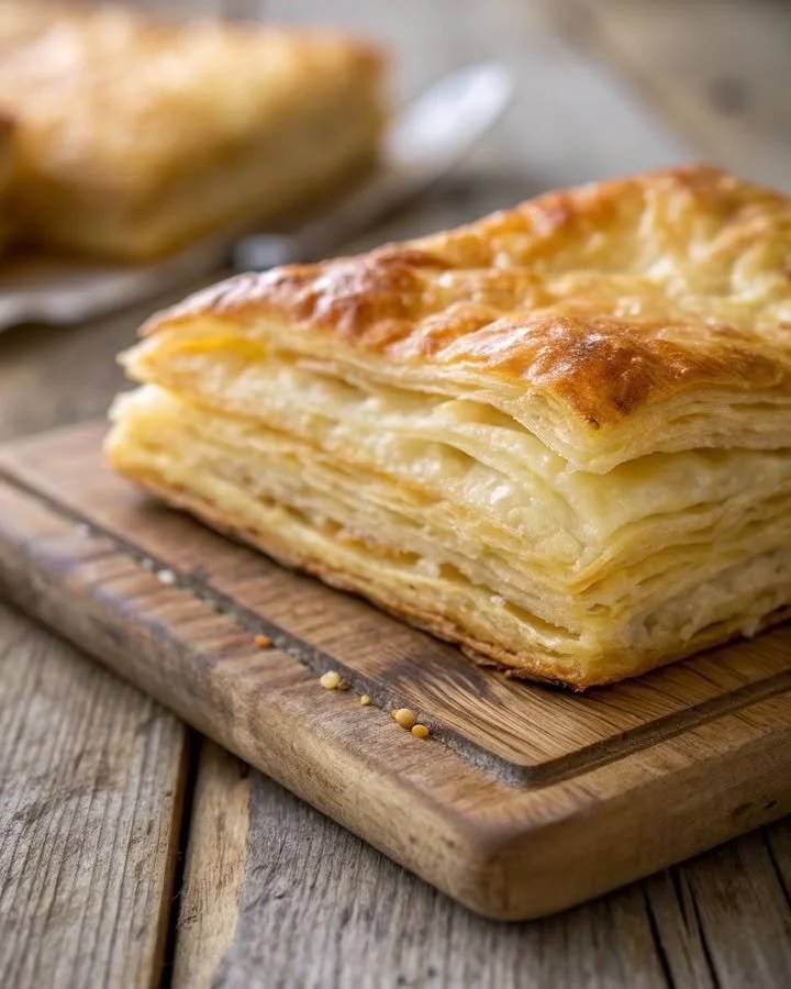 Homemade gluten free puff pastry ready for baking.