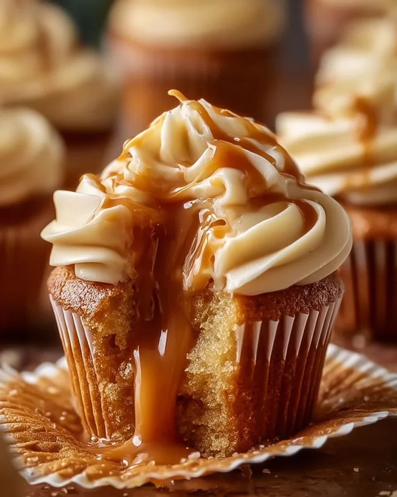 Gooey salted caramel cupcakes with a decadent topping