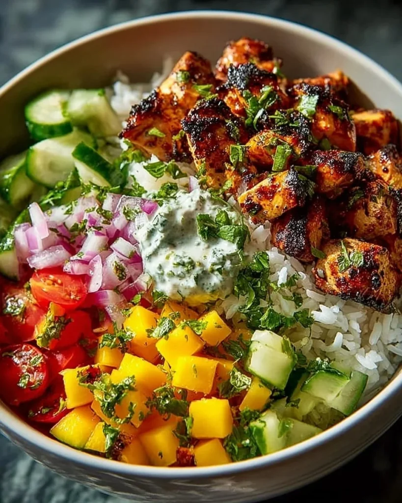 Greek Chicken Tzatziki Bowl with fresh ingredients and flavorful sauce