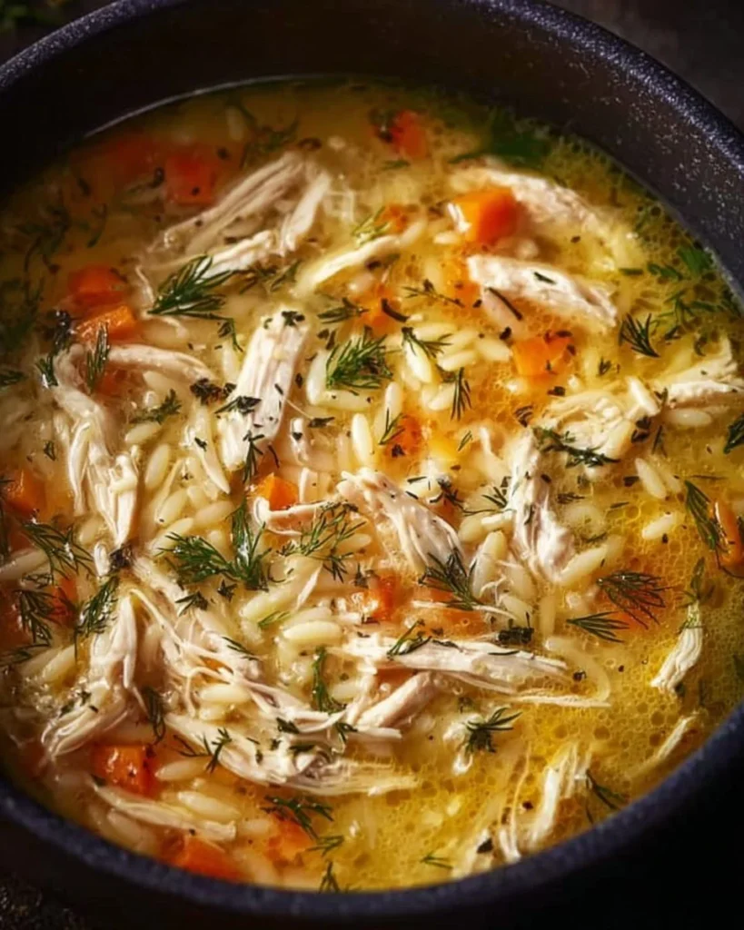 Delicious Greek Lemon Chicken Soup with fresh lemon and herbs
