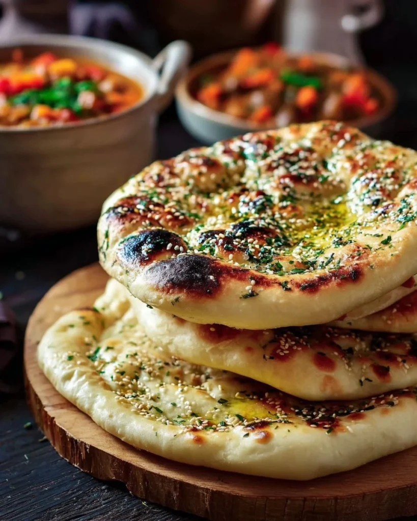Fresh and fluffy Greek pita bread served with dips and fillings