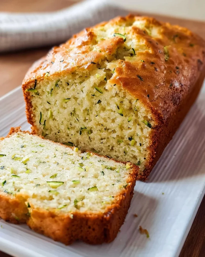 Delicious Greek Yogurt Zucchini Bread slice on a plate