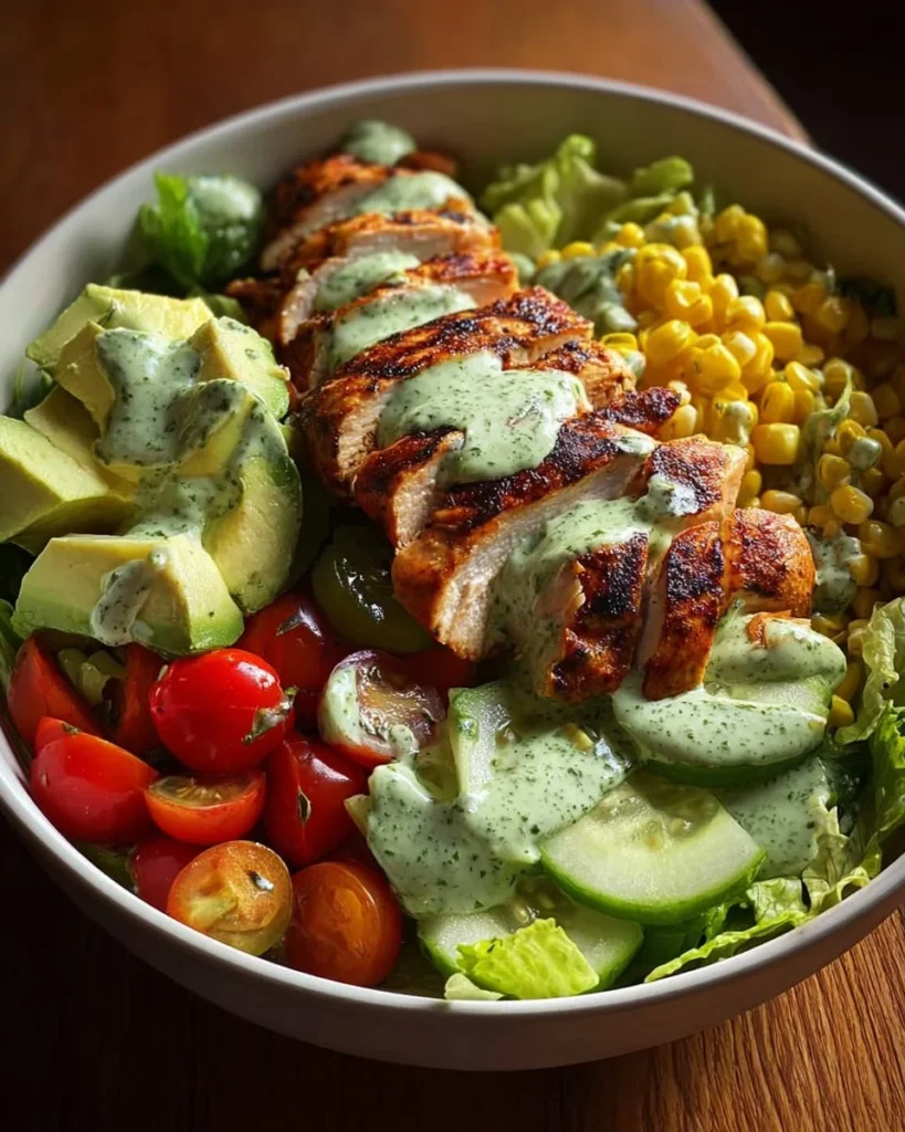 Grilled Chicken Avocado Power Bowl with fresh ingredients and vibrant colors
