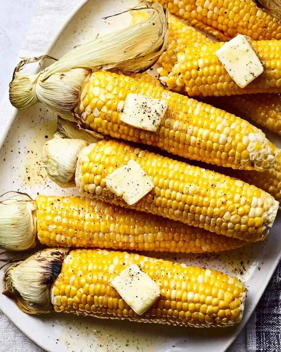 Delicious grilled corn on the cob served with spices and butter