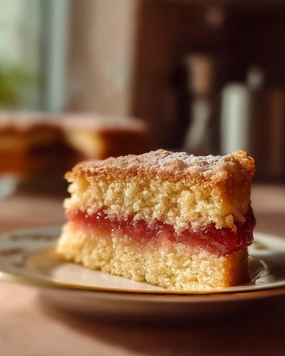 Deliciously baked Guava Coffee Cake topped with guava glaze and coffee flavors.