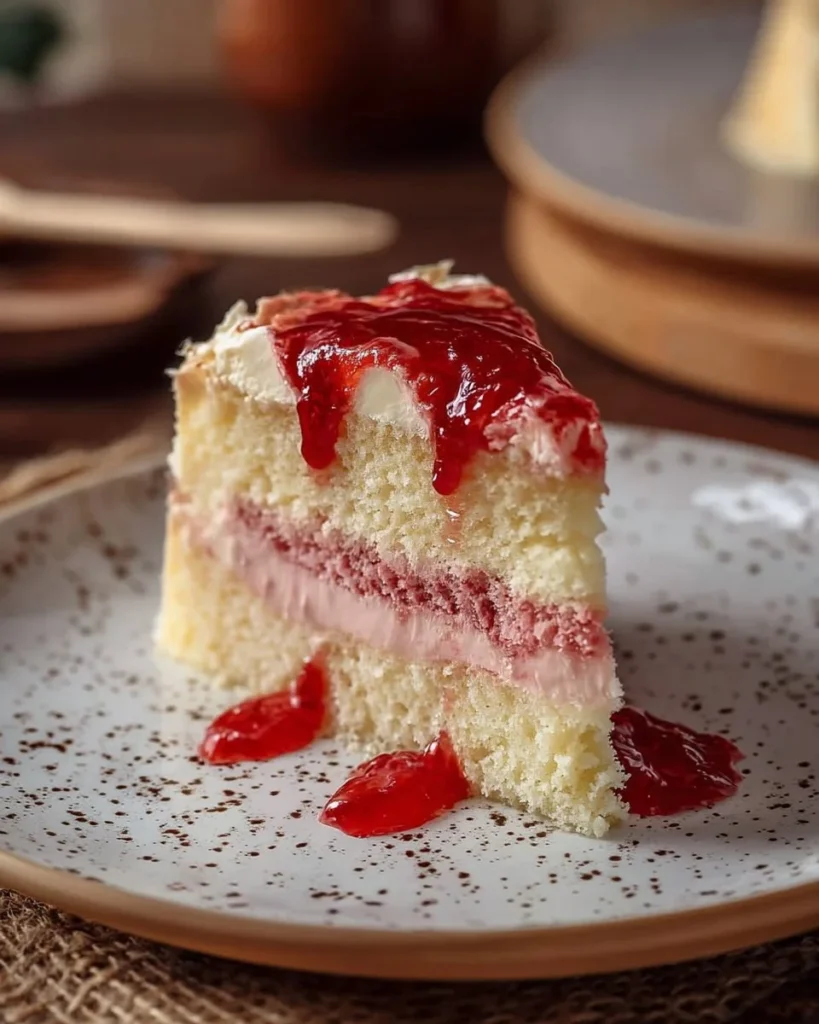 Delicious guava coffee cake served on a plate with coffee cup