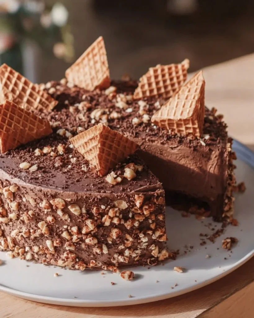 Delicious Hanuta Cake with hazelnut and chocolate layers