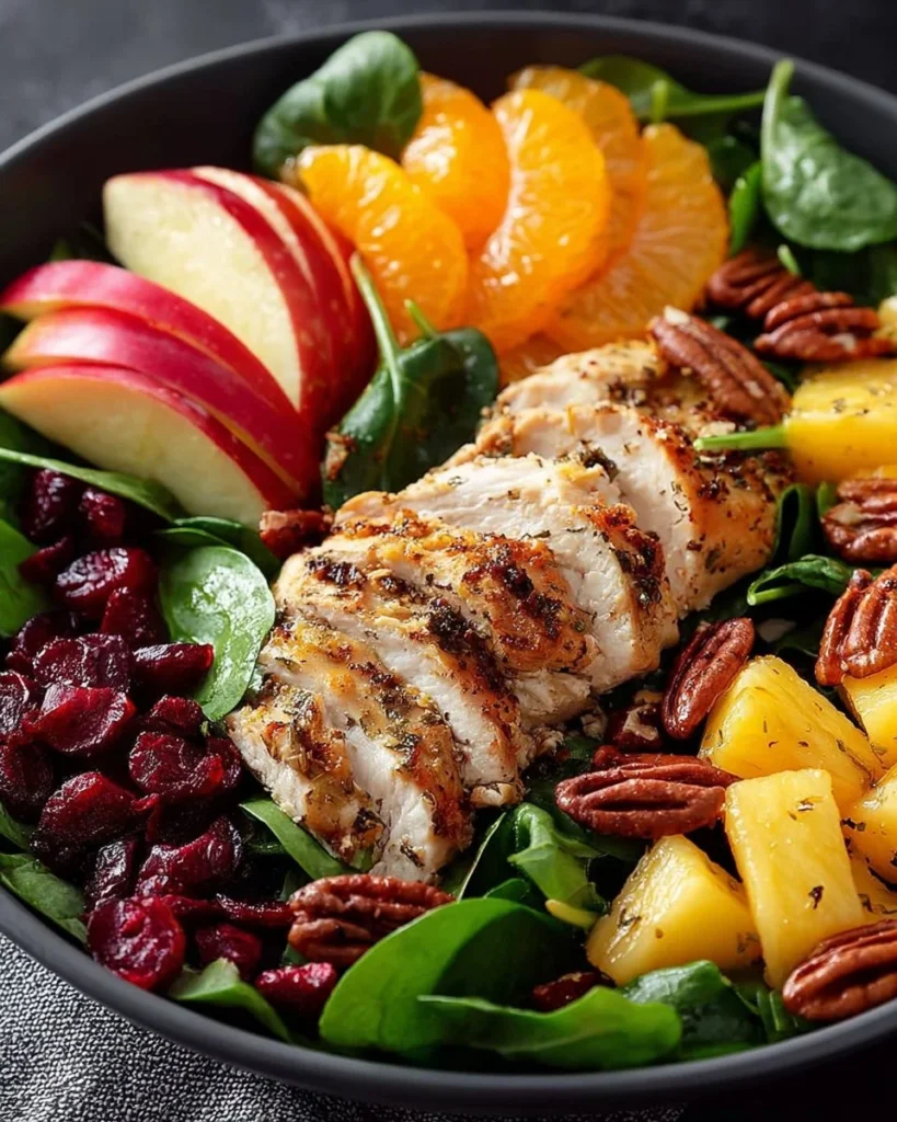 Harvest Chicken and Fruit Salad with vibrant fruits and greens
