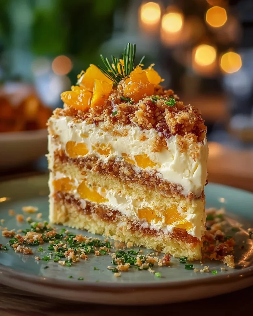 A delicious slice of Hawaiian Carrot Pineapple Cake topped with cream cheese frosting.