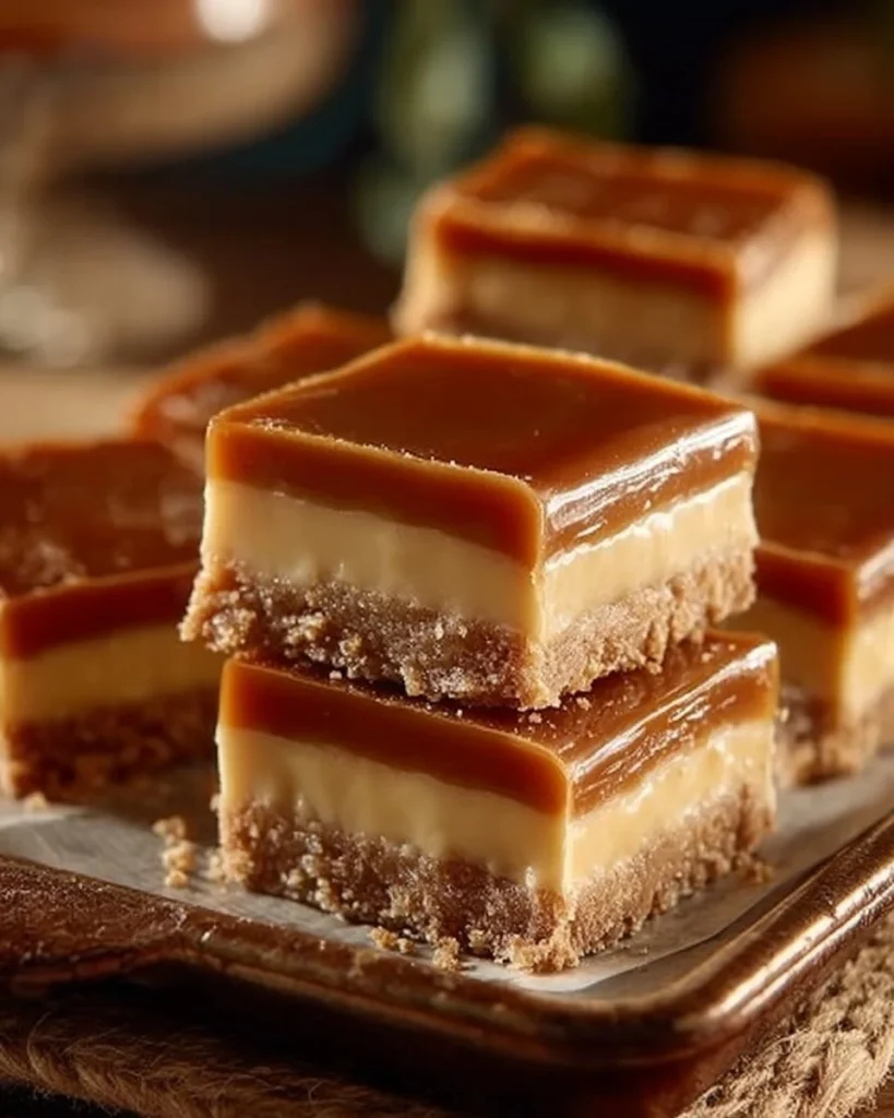 Delicious caramel cheesecake bars drizzled with caramel sauce