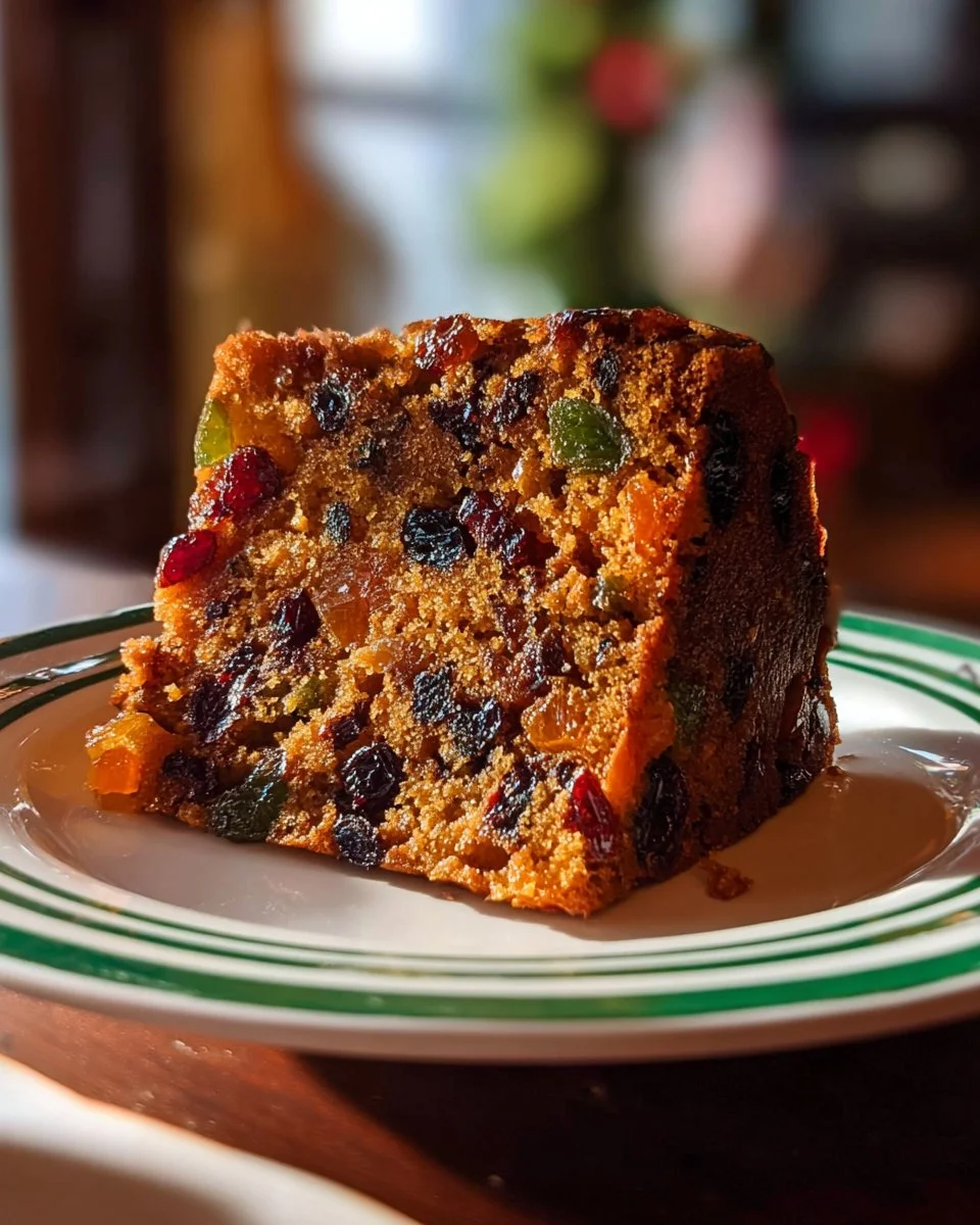 Heavenly Moist Fruitcake with rich fruits and nuts, perfect for festive occasions