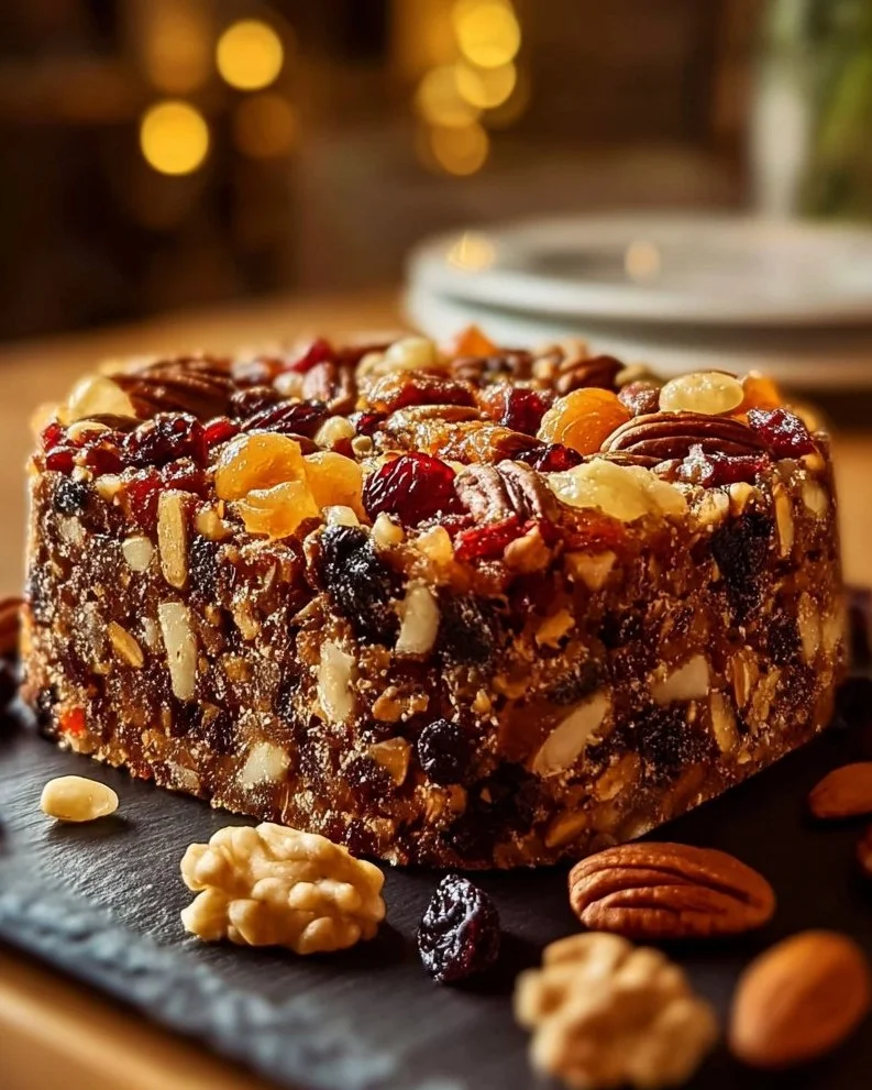 Heavenly Moist Fruitcake with rich fruits and nuts, perfect for festive occasions